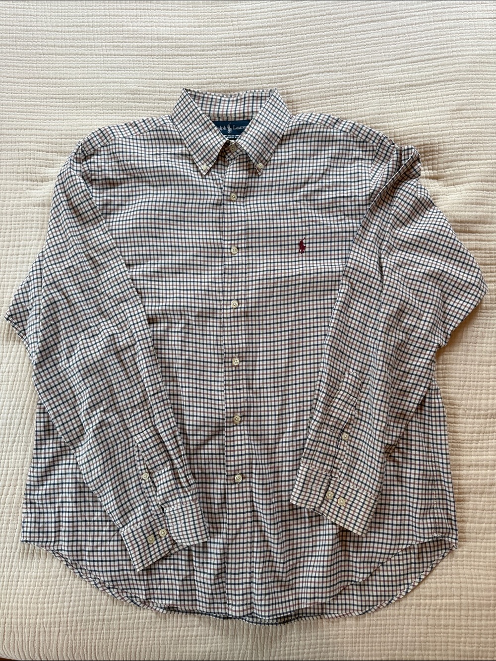 Polo by Ralph Lauren Light Cream base Button-Down Navy, Lavender, and Sage Green